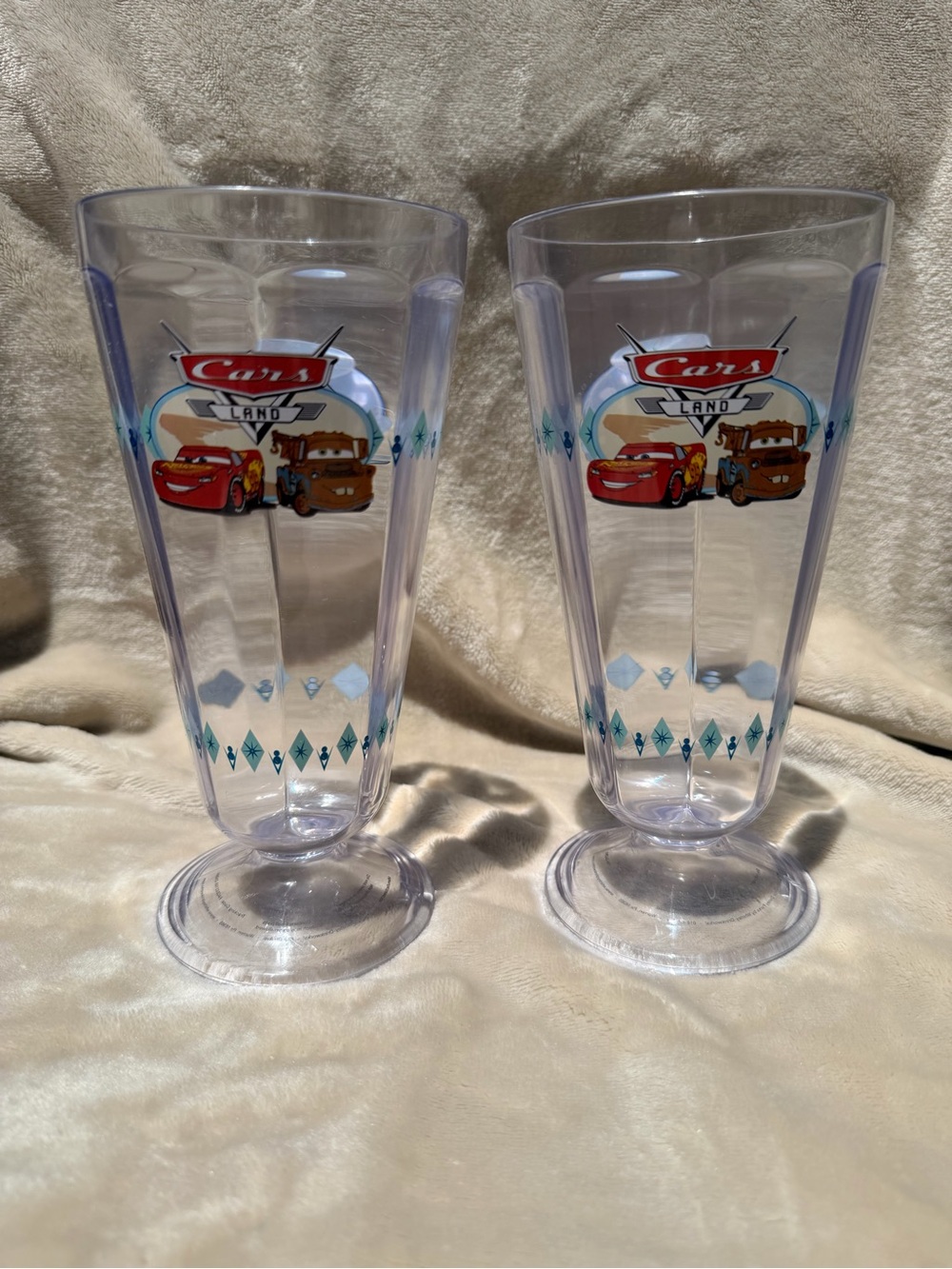 Pair of Carsland Plastic Milkshake Glasses - from Disney California Adventure